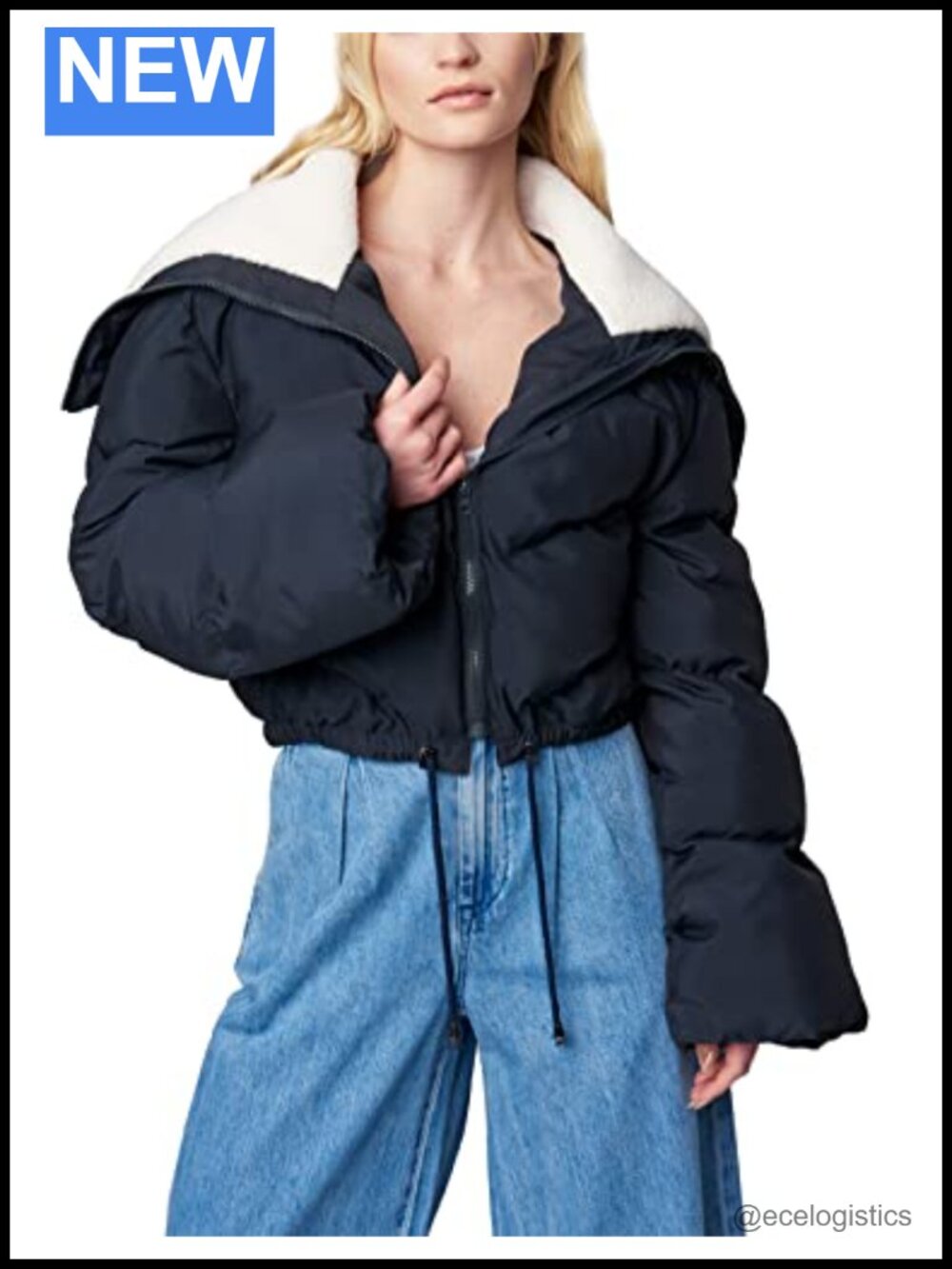 Women's Water-Resistant Nylon Puffer Jacket with Sherpa Collar